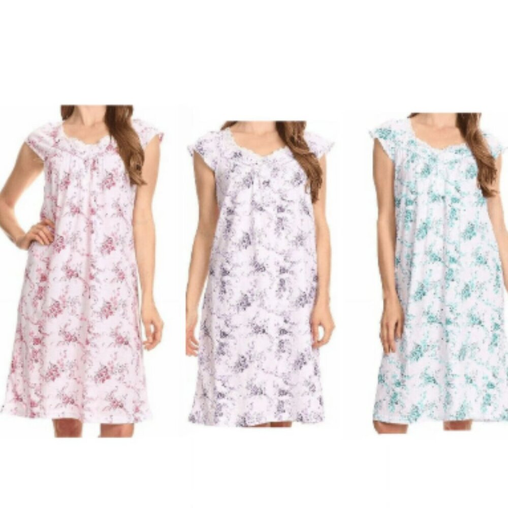 4 Pack Pretty Woman 100% Cotton Knit Women Nightgown Sleepwear Pajamas Nightshir